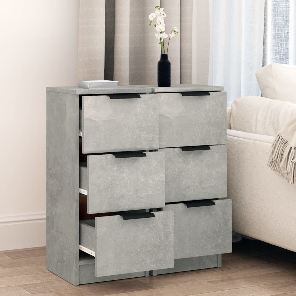 VidaXL Dressoirs 2 st 30x30x70 cm bewerkt hout betongrijs