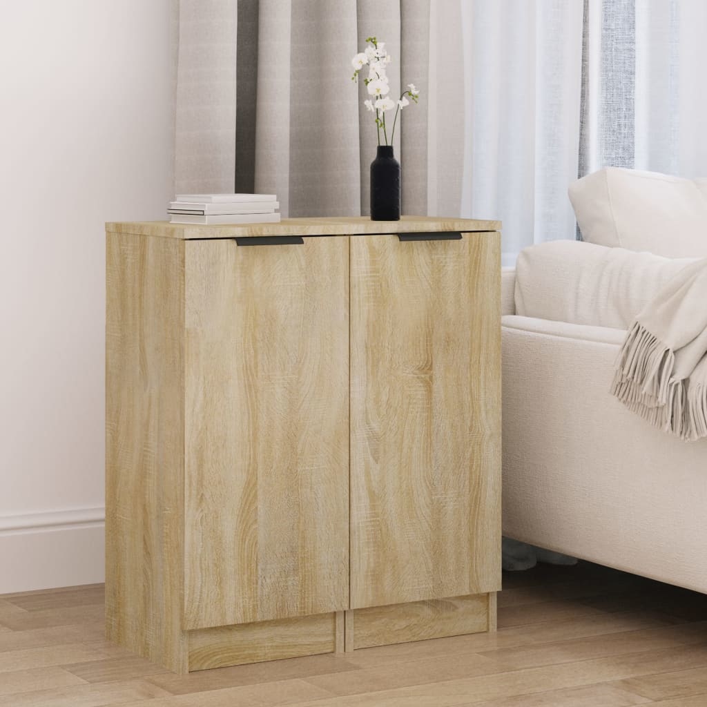 VidaXL Dressoirs 2 st 30x30x70 cm bewerkt hout sonoma eikenkleurig