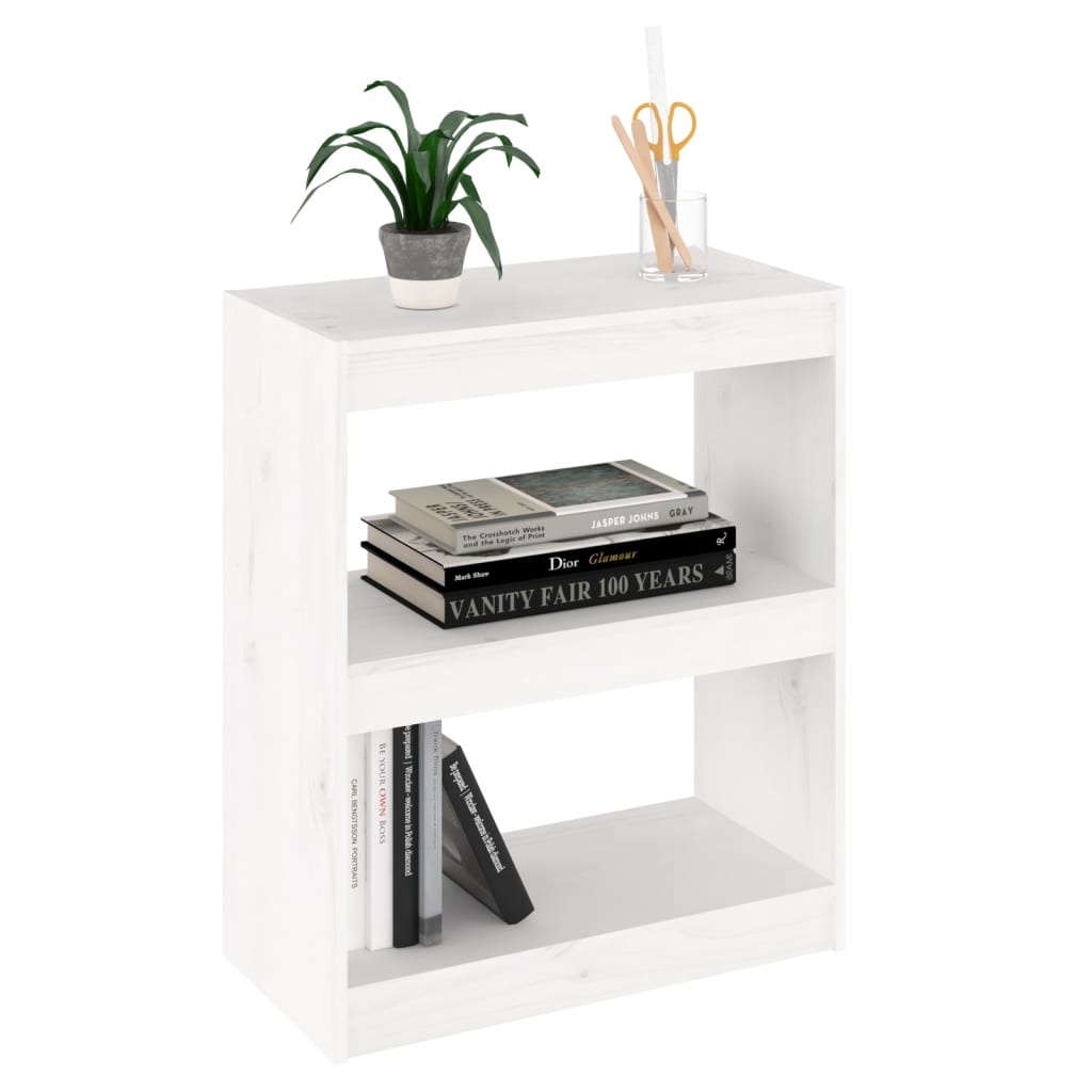 VidaXL Boekenkast/kamerscherm 60x30x71,5 cm massief grenenhout wit