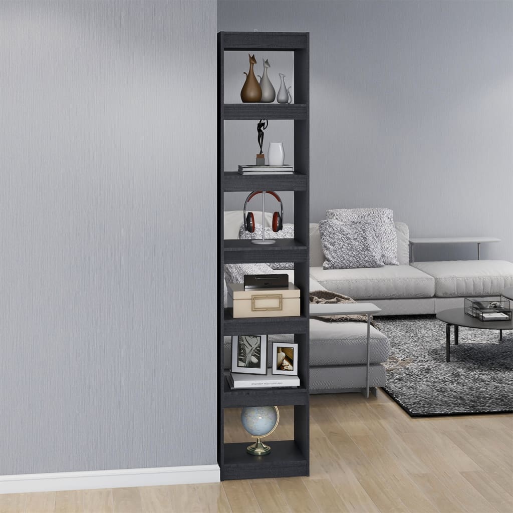 VidaXL Boekenkast/kamerscherm 40x30x199 cm massief grenenhout grijs