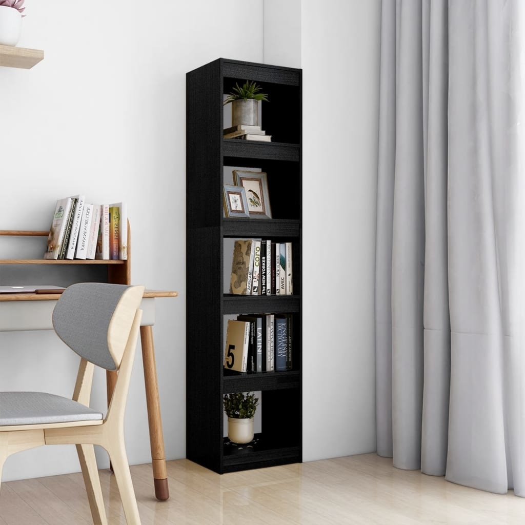 VidaXL Boekenkast/kamerscherm 40x30x167,5 cm massief grenenhout zwart