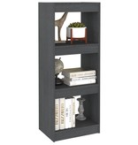VidaXL Boekenkast/kamerscherm 40x30x103,5 cm massief grenenhout grijs