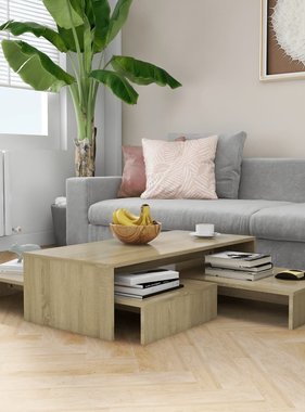 VidaXL Salontafelset 100x100x26,5 cm spaanplaat sonoma eikenkleurig