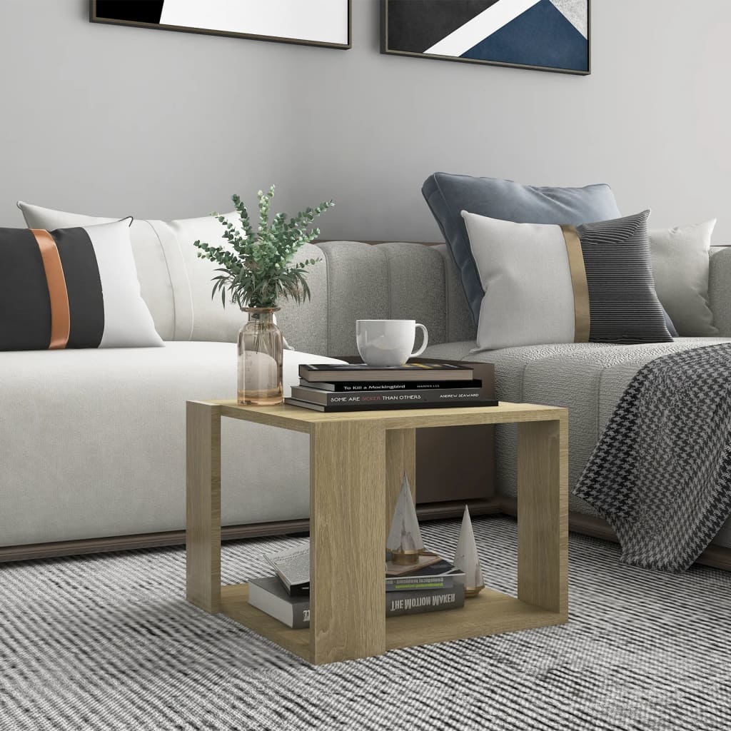 VidaXL Salontafel 40x40x30 cm bewerkt hout sonoma eikenkleurig