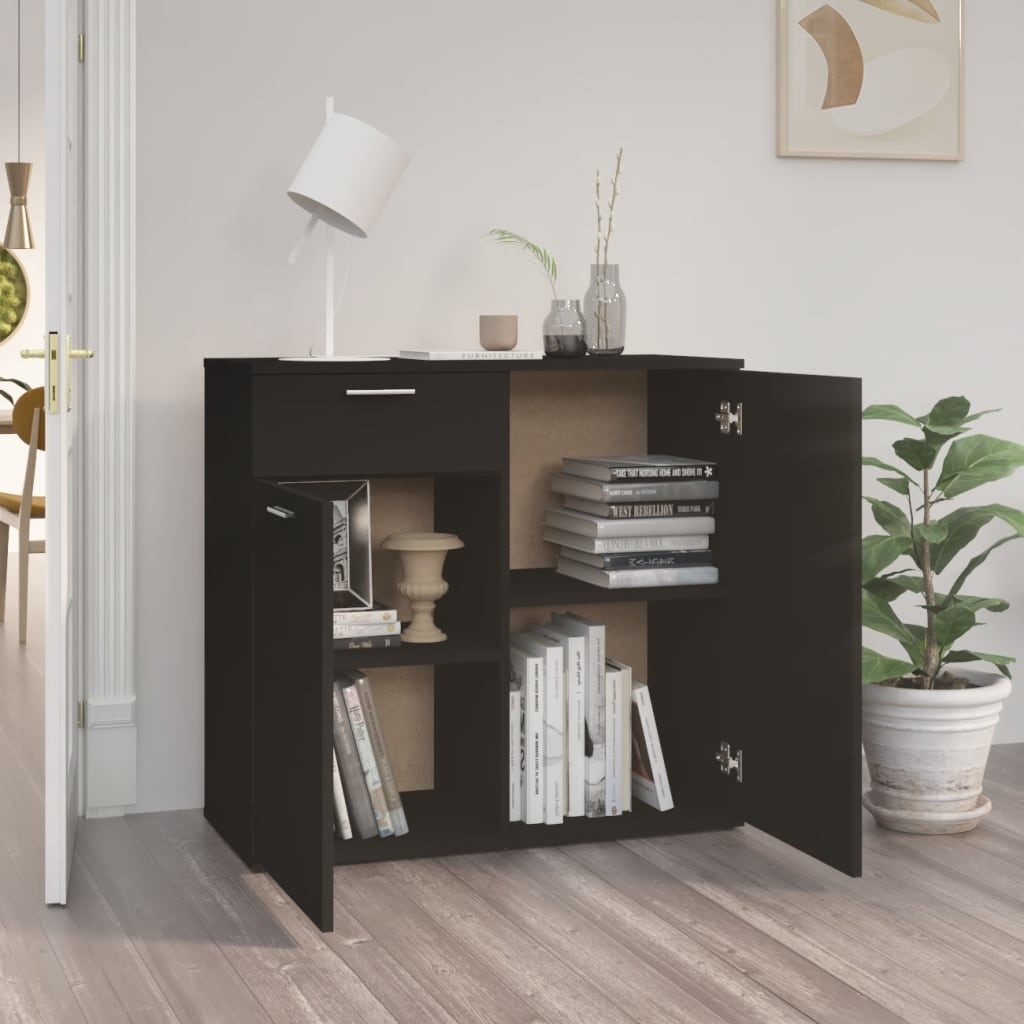 VidaXL Dressoir 80x36x75 cm spaanplaat zwart