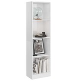 vidaXL Boekenkast met 4 schappen 40x24x142 cm spaanplaat hoogglans wit