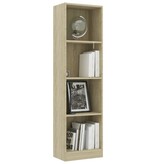 vidaXL Boekenkast met 4 schappen 40x24x142 cm bewerkt hout sonoma eik