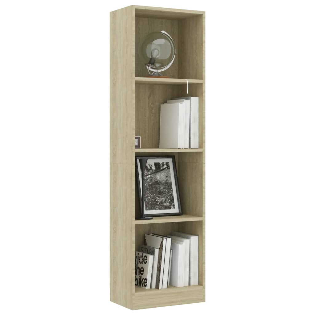 vidaXL Boekenkast met 4 schappen 40x24x142 cm bewerkt hout sonoma eik