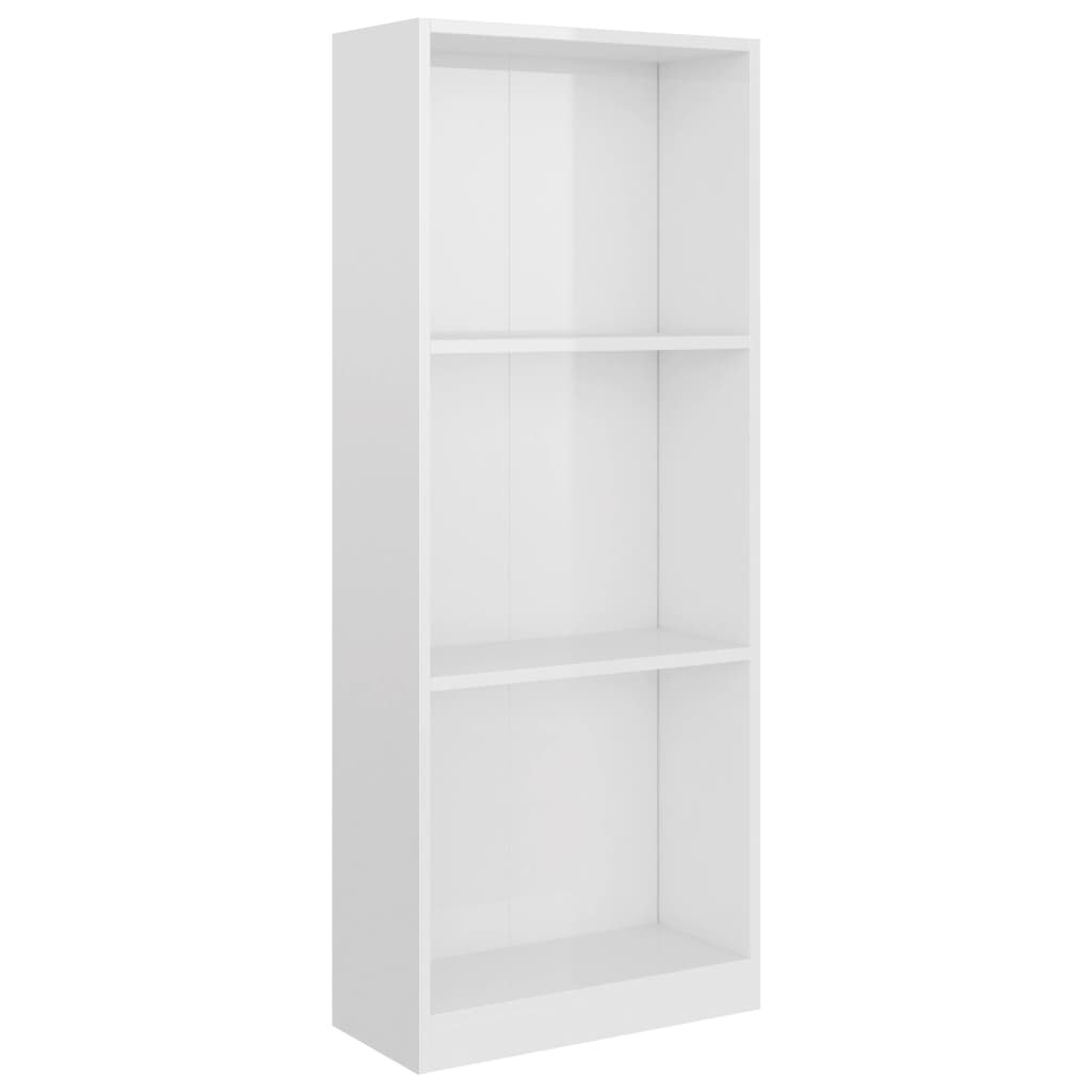 vidaXL Boekenkast met 3 schappen 40x24x108 cm spaanplaat hoogglans wit