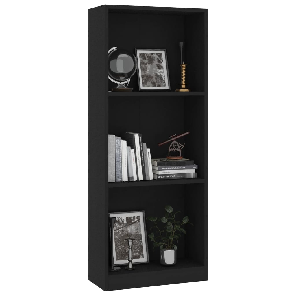 vidaXL Boekenkast met 3 schappen 40x24x108 cm bewerkt hout zwart