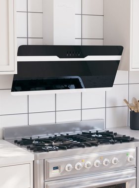 VidaXL Wandafzuigkap 90 cm staal en gehard glas zwart