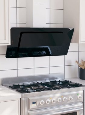 VidaXL Wandafzuigkap 90 cm roestvrij staal en gehard glas zwart