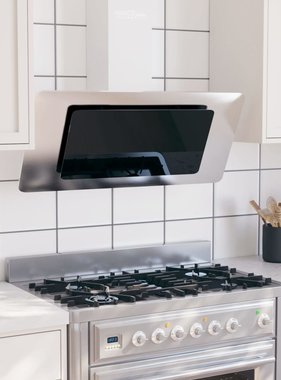 VidaXL Wandafzuigkap 90 cm roestvrij staal gehard glas zilverkleurig