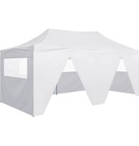 vidaXL Partytent met 4 zijwanden inklapbaar 3x6 m staal wit