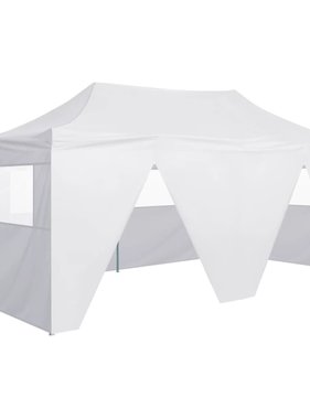 vidaXL Partytent met 4 zijwanden inklapbaar 3x6 m staal wit