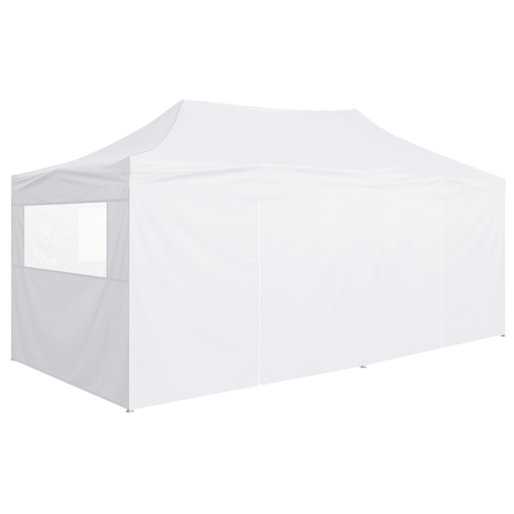 vidaXL Partytent met 4 zijwanden inklapbaar 3x6 m staal wit