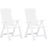 VidaXL Tuinstoelen 2 st verstelbaar kunststof wit