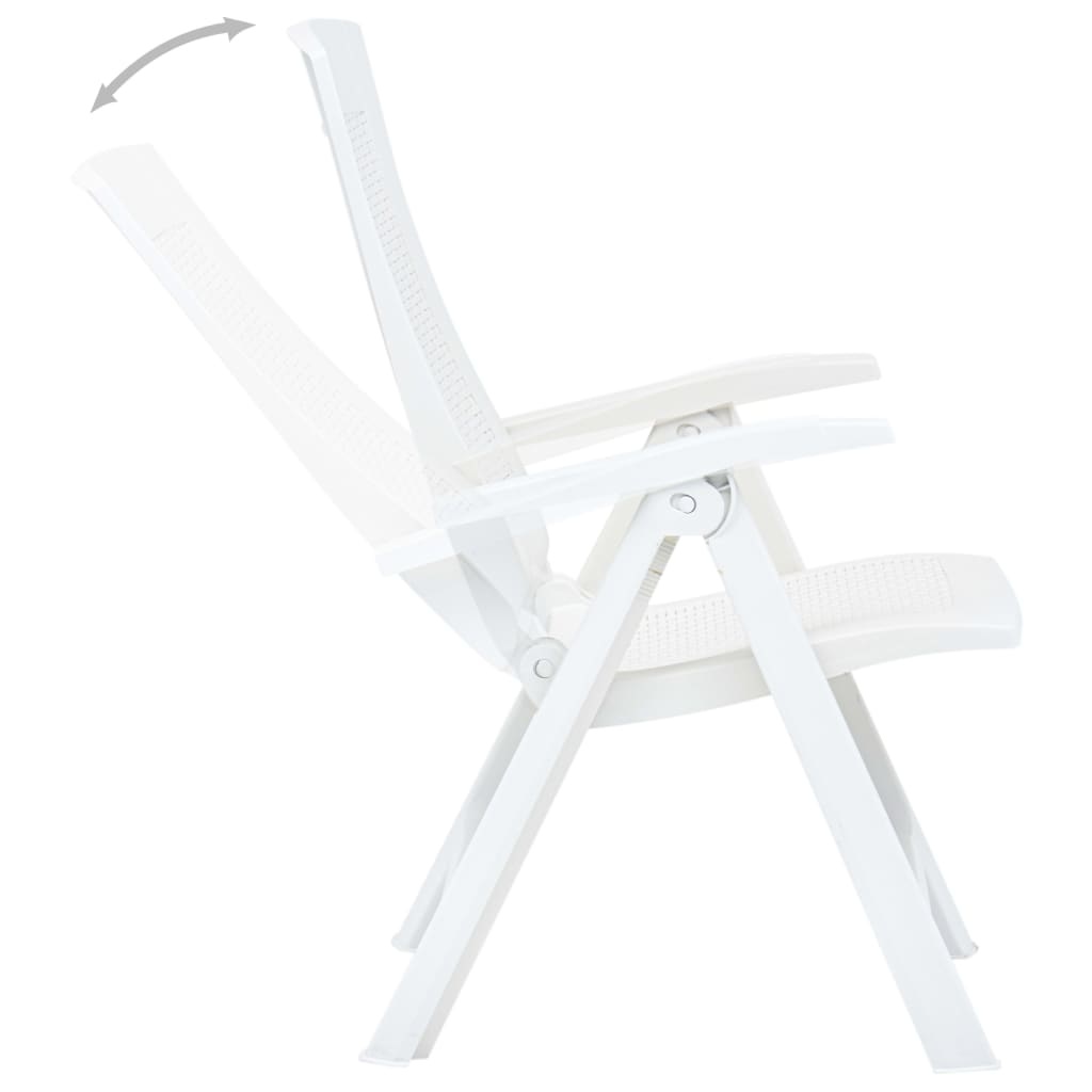 VidaXL Tuinstoelen 2 st verstelbaar kunststof wit