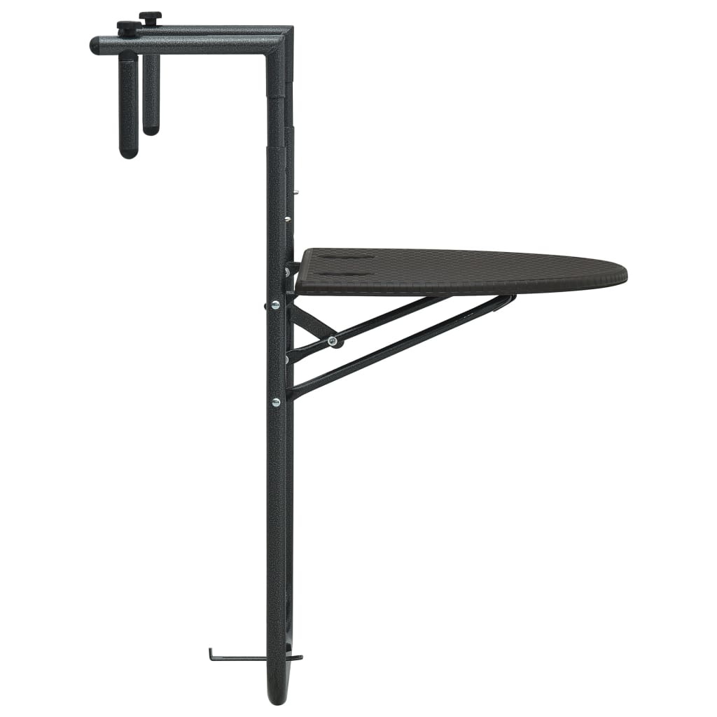 VidaXL Balkontafel hangend 60x64x83,5 cm rattan-look kunststof bruin