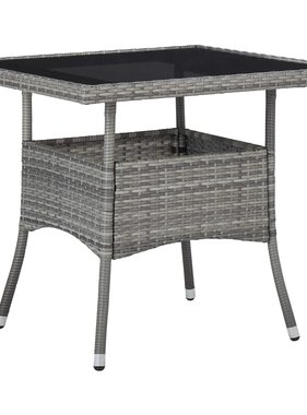 vidaXL Tuintafel poly rattan en glas grijs