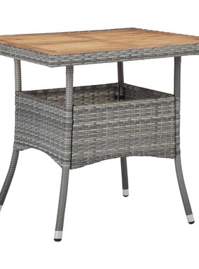 vidaXL Tuintafel poly rattan en massief acaciahout grijs