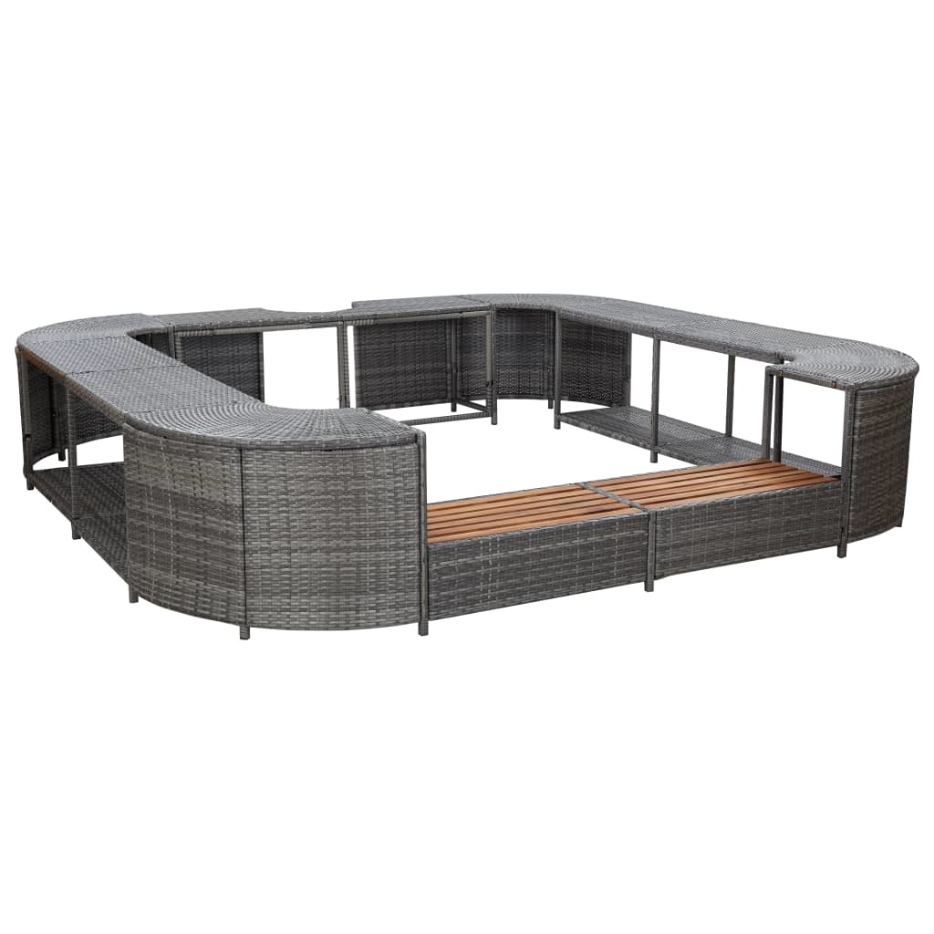 vidaXL Spa-ombouw vierkant 268x268x55 cm poly rattan grijs