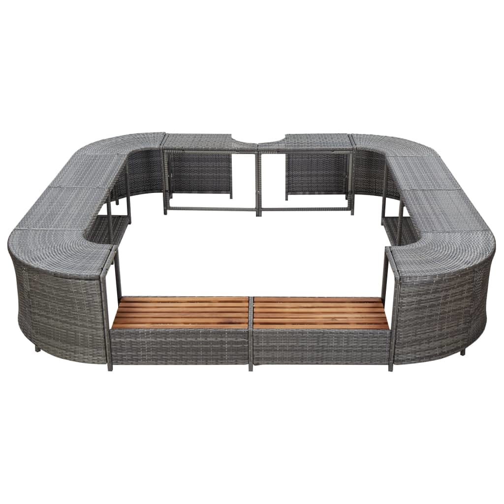 vidaXL Spa-ombouw vierkant 268x268x55 cm poly rattan grijs