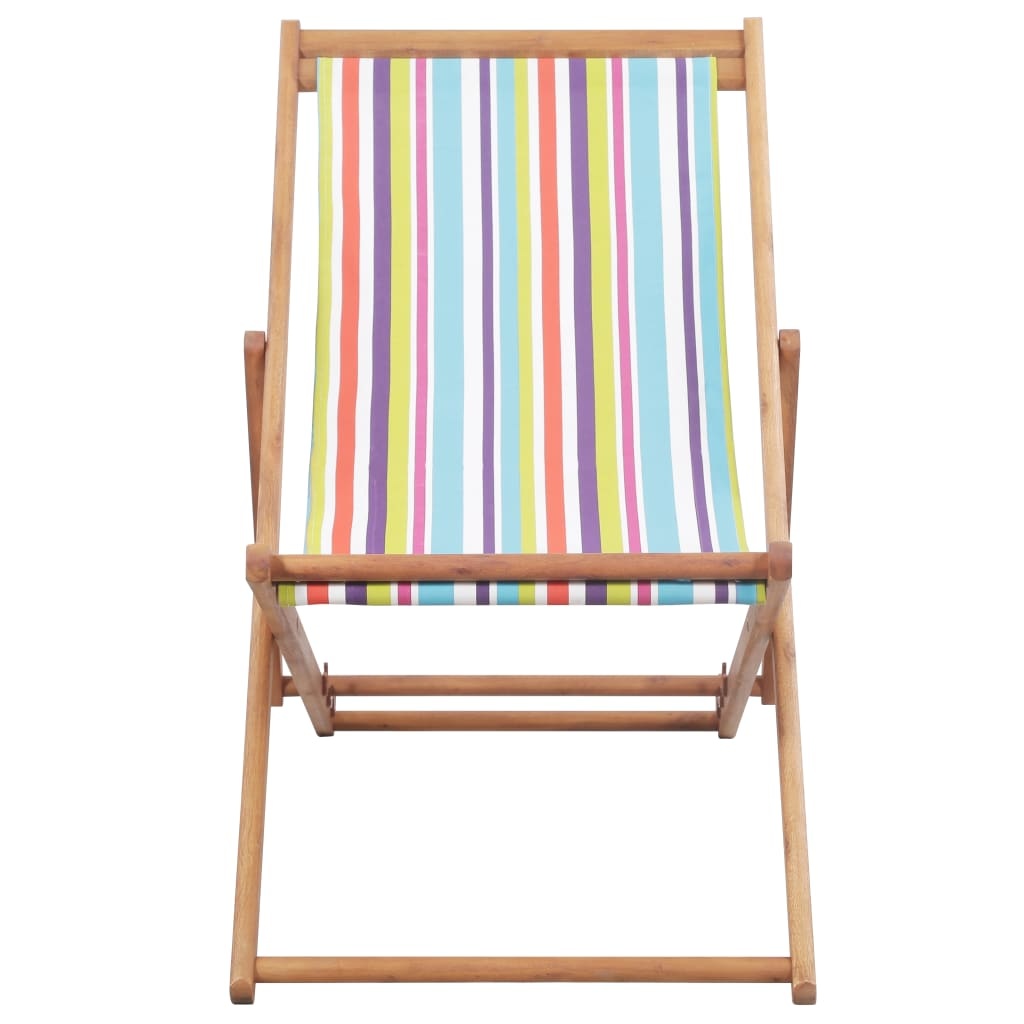 VidaXL Strandstoel inklapbaar stof en houten frame meerkleurig
