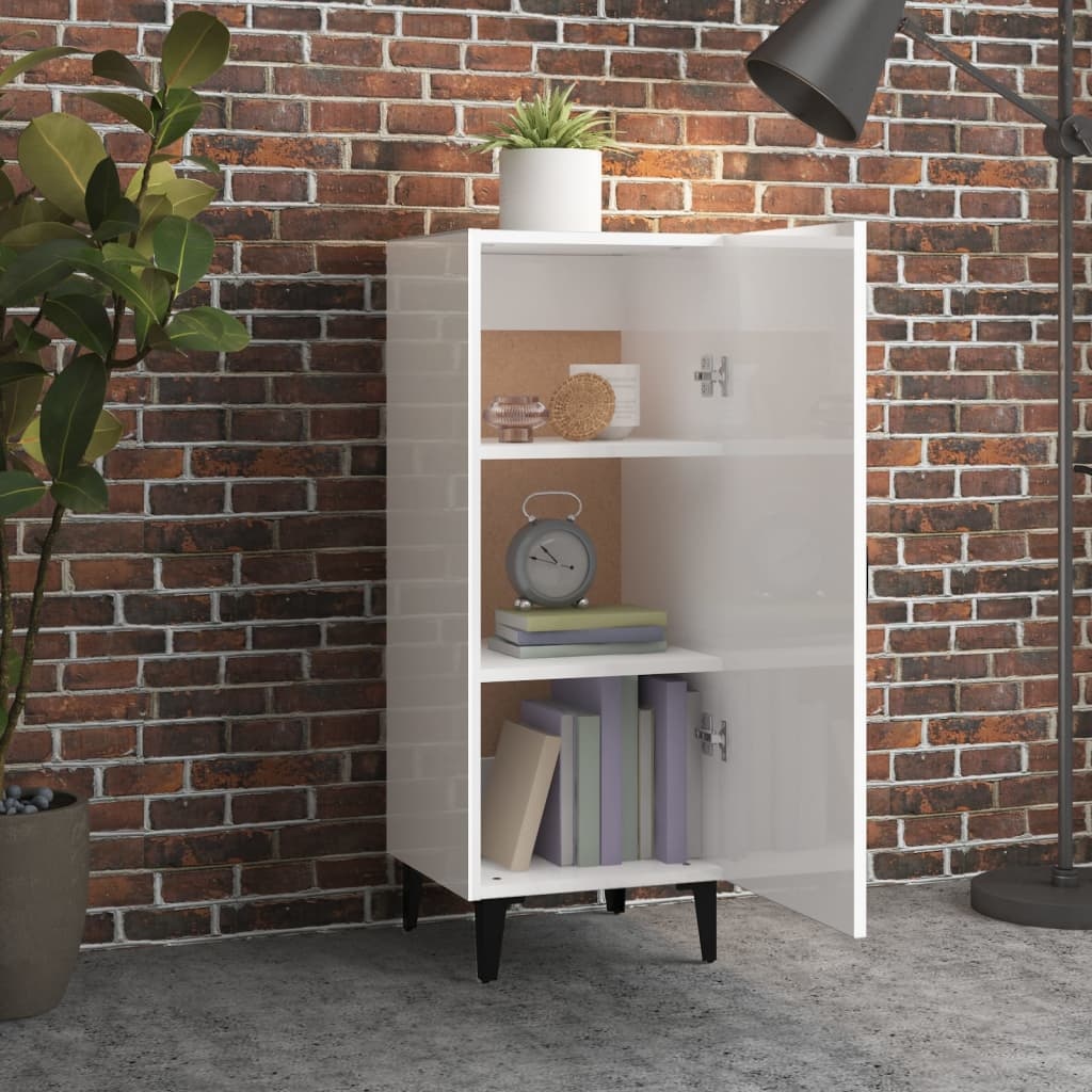 VidaXL Dressoir 34,5x34x90 cm bewerkt hout hoogglans wit