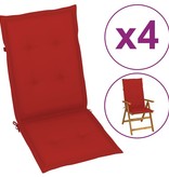 vidaXL Tuinstoelkussens 4 st 120x50x3 cm rood