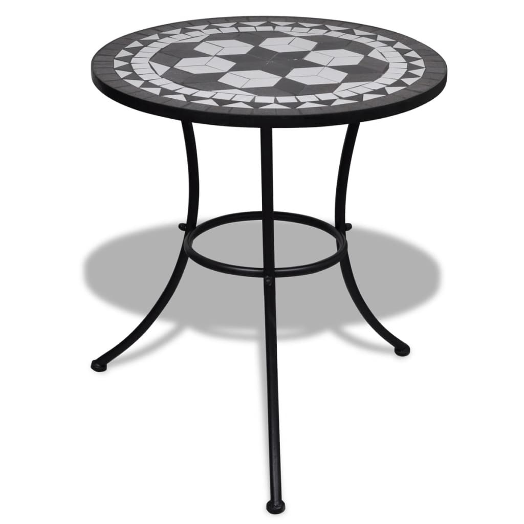 VidaXL Bistrotafel 60 cm mozaïek zwart en wit