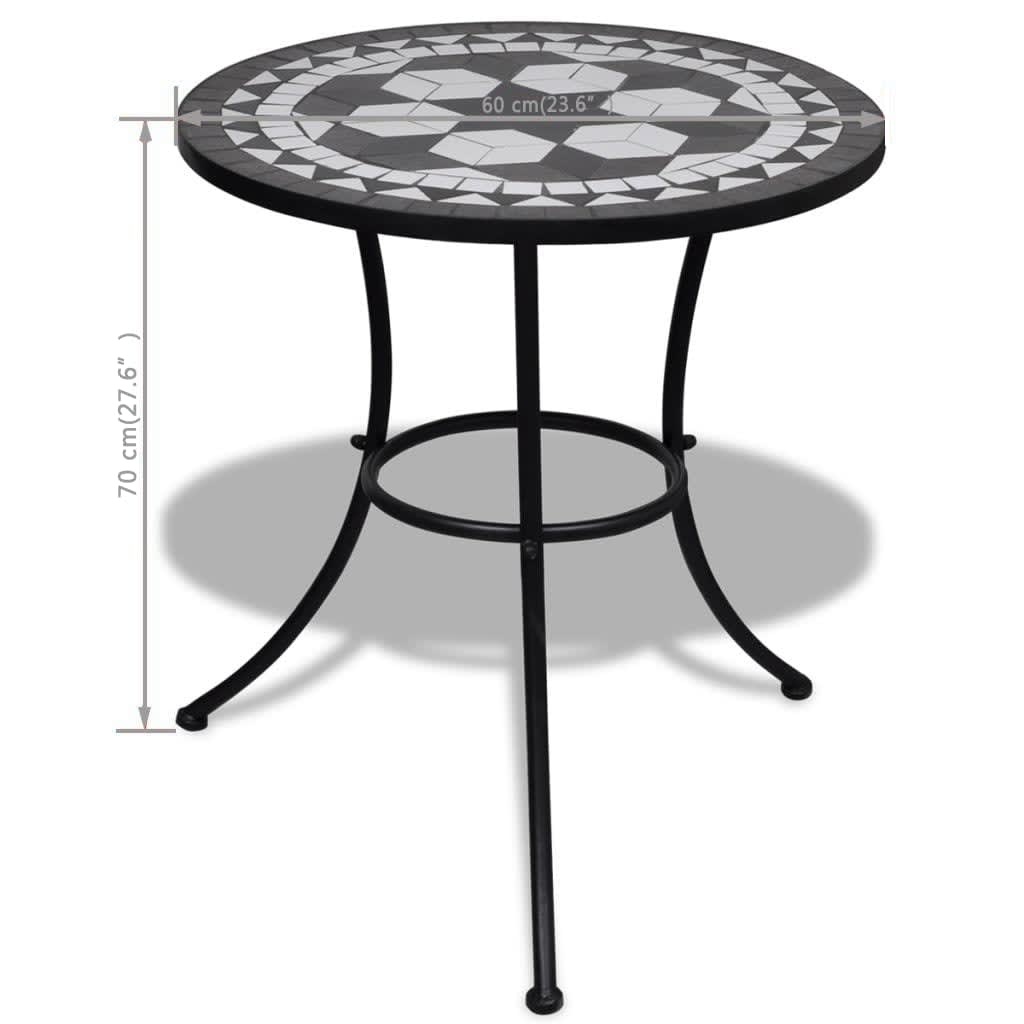 VidaXL Bistrotafel 60 cm mozaïek zwart en wit
