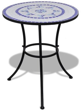 vidaXL Bistrotafel 60 cm mozaïek blauw en wit