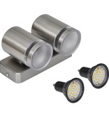 vidaXL Kegelvormige RVS LED wandlamp met 2 LEDs