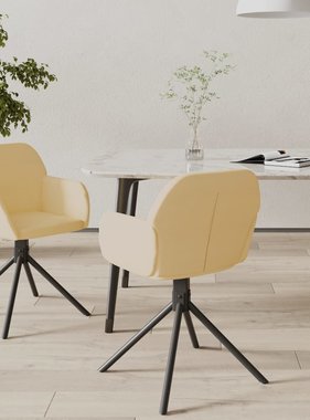 vidaXL Eetkamerstoelen draaibaar 2 st fluweel crèmekleurig