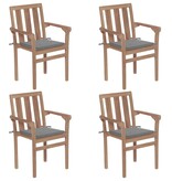 VidaXL Tuinstoelen stapelbaar 4 st met kussens massief teakhout