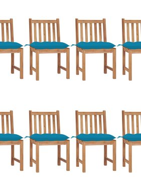 VidaXL Tuinstoelen 8 st met kussens massief teakhout
