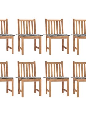 VidaXL Tuinstoelen 8 st met kussens massief teakhout