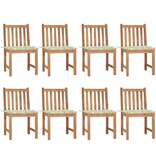 VidaXL Tuinstoelen 8 st met kussens massief teakhout