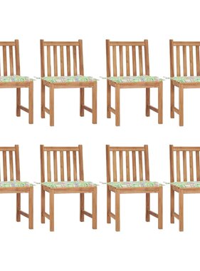 VidaXL Tuinstoelen 8 st met kussens massief teakhout