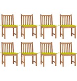 VidaXL Tuinstoelen 8 st met kussens massief teakhout