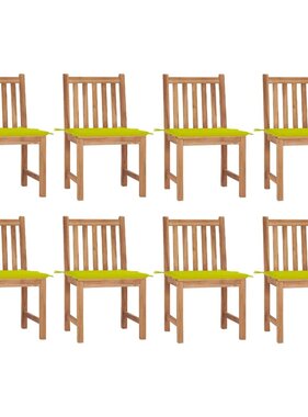 VidaXL Tuinstoelen 8 st met kussens massief teakhout