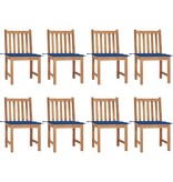 VidaXL Tuinstoelen 8 st met kussens massief teakhout
