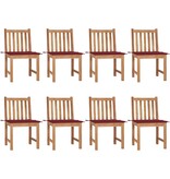 VidaXL Tuinstoelen 8 st met kussens massief teakhout