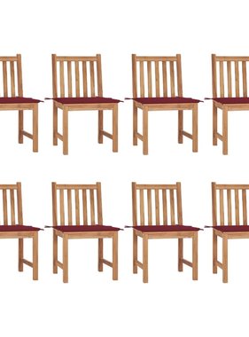 VidaXL Tuinstoelen 8 st met kussens massief teakhout