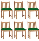 VidaXL Tuinstoelen 6 st met kussens massief teakhout