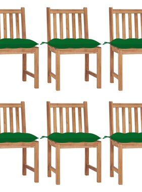 VidaXL Tuinstoelen 6 st met kussens massief teakhout