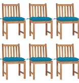 VidaXL Tuinstoelen 6 st met kussens massief teakhout