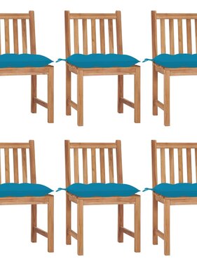 VidaXL Tuinstoelen 6 st met kussens massief teakhout