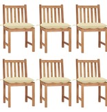 VidaXL Tuinstoelen 6 st met kussens massief teakhout